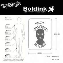 Boldink 1PC Graffiti Style NoCase Face Mask Temporary Tattoo Sticker, Waterproof Body Art Tattoo Sticker, Lasts 1-2 Weeks, Plant Juice Formula, And Gentle, Non-Irritating, Perfect For Daily Outfit And Body Decoration, Unisex Chinese Style Gift, Must-Have For People - Black - View 3