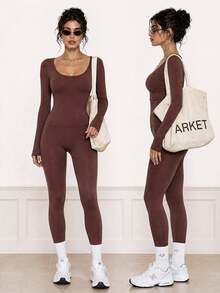 Women's 4-Piece Set, Autumn/Winter Fitness Outfit, 2-In-1 With Built-In Bra Pads, Gym Workout Set - Multicolor - View 8