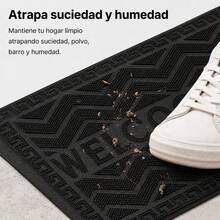 Felpudo Entrada Casa, Alfombrilla Retangular Absorbente con Base de Goma,Atrapa Suciedad y Humedad, para Interior y Exterior, Puerta, Pasillo y Terraza - PVC+POL. - roombo NEGRO - Ver 3