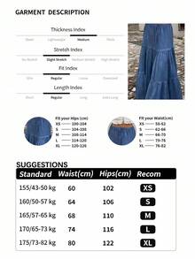 EARO Women's Long Layered Skirt, Drawstring Waist, Casual Fabric, Non-Stretch, Suitable For Daily Wear Spring - Blue - View 11