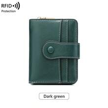 MIYIN Simple Vintage Wax Leather Bifold Wallet For Women, RFID Blocking Protection, Snap Closure, Multi Card Slots, Portable Purse With Zipper Coin Pocket - Multicolor - View 17