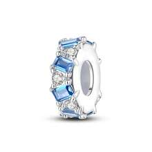 1pc Silver Shiny Blue Square Spacer Bead Silicone Plug Pendant, Suitable For Snake Chain Bracelet, Necklace, Bangle DIY Jewelry Making - Silver - View 1