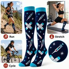 6 Pairs Colorful Graphic Knee High Socks, Fun Novelty Long Tube Socks With Ribbed Cuffs, Assorted Everyday Gift Set - M21 - View 3