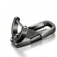 1pc Luxury Alloy Keychain With Leather Strap, Scratch-Resistant And Durable Zinc Alloy Key Ring, 360° Rotatable, Fade-Resistant Rotating Key - 1pc - View 6