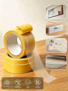 2 Rolls Strong Adhesive Fabric Tape, No-Cut Multi-Function No Damage Hemming Tape, Suitable For Fabric Clothing No-Sew Self-Adhesive Fixing - Yellow - View 5