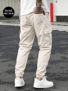 Spring/Autumn New Men's Workwear Cargo Pants, Multi-Pocket Loose Casual Minimalist Versatile Japanese Style Jogger Pants, Runs Small, Recommend Ordering One Size Up - Khaki - View 4