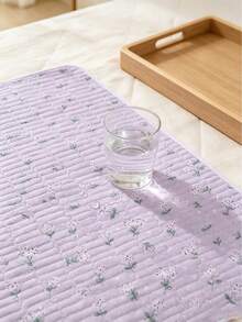Purple Floral Pattern Waterproof Period Pads (Reusable, Leak-Proof), Waterproof Washable Mattress Protector, Suitable For Women's Menstruation, Urinary Incontinence And Bedwetting, Also Suitable For Adults And Elderly - Multicolor - View 3