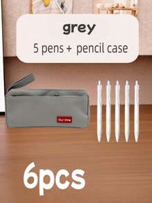 6pcs Minimalist Double Layer Canvas Pencil Case Large Capacity Student Stationery Set - Sets - View 10
