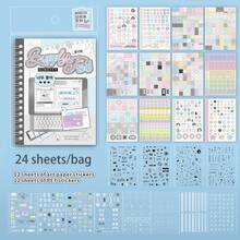 24 Sheets/Bag Sticker Book Basic Graphic & Text Theme Creative Scrapbook Supplies, Scrapbooking Accessories For Decorating Cards, Photo Frames, Computers, Phone Cases, Water Bottles, Magazines, Stationery Boxes, Suitcases, Desktop Decoration Stickers - Sticker Book - View 13