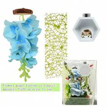 3PCS/Set Magnetic Jumping Spider Enclosure Decor Accessories Kit, Artificial Hanging Flower Vines Moss Hide Tube Flexible Mesh Climbing Net, Mini Reptile Habitat Decor Set For Jumping Spiders, Small Arachnids, Insect Pet Terrarium Ornament Supplies - View 6
