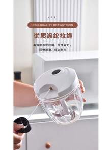 Picador de ajo manual de calidad alimentaria, procesador de alimentos multifuncional para cebolletas, jengibre, ajo y condimentos, picadora de carne doméstica para relleno de empanadillas. - Blanco y negro 400 ml - Ver 2