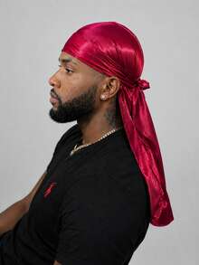 Silky Satin Durag For Men Women, Long Tail Tie Down Do Rag, 360 Waves Hair Wrap, Soft Head Scarf For Sleeping Hip Hop - A - View 5