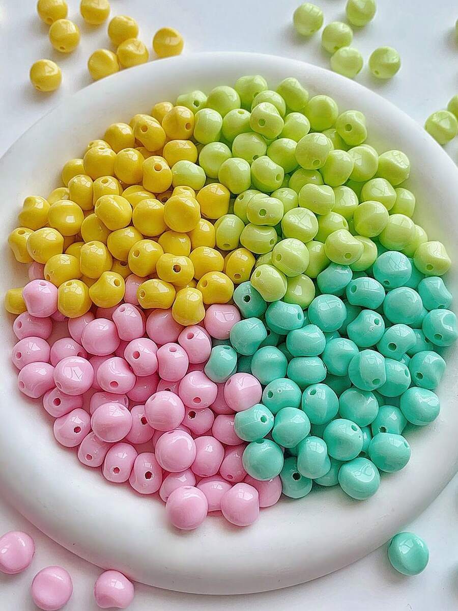 30pcs 9*10mm Macaron Color Resin Acrylic Asymmetrical Round Beads DIY Handmade Loose Beads Accessories Bracelet Jewelry Materials - Irregular Beads - View 1