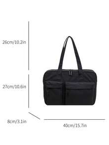 Tas Laptop Komuter 13 Inci Kapasitas Besar dari Nilon, Kain Nilon Ringan, Kompartemen Laptop Internal, Muat Laptop 13 Inci dan Buku/Dokumen. Dua Kantong Resleting Depan untuk Penyimpanan Praktis Ponsel, Tempat Kartu, Barang Kecil, Kompartemen Utama dengan Penutup Resleting Ganda, Penyimpanan Terorganisir, Cocok untuk Perjalanan Harian Pekerja Kantoran, Kelas Mahasiswa, Perjalanan Singkat, Tas Laptop Bahu Tunggal Multifungsi Kasual. - Hitam - View 6
