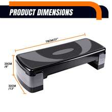 Vandise Aerobic Step Platform 3-Level Adjustable Stepper, Non-Slip Fitness Step Board For Home Gym Cardio Workout & Strength Training, Heavy-Duty Exercise Stepper Bench With Stackable Risers, Portable Balance & Toning Equipment For Men Women - Black - View 7