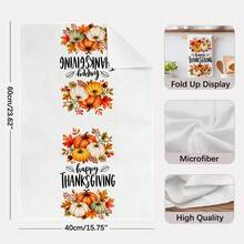 2PCS Kitchen Towel, Thanksgiving Maple Leaf & Pumpkin Theme Pattern, 40*60cm Rectangular Microfiber Kitchen Towel, Dish Cloth, Table Cloth, Hand Towel, Kitchen Decor, Home Decor, Housewarming Gift For Neighbors, Kitchen Napkin & Dish Cloth, Home Decor, Gift, Perfect For Kitchen & Bathroom Use - White - View 5