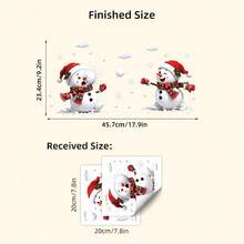 1pc Cartoon Snowman Christmas Window Decal, Snowman Snowflake Glass Decal, Removable And Reusable Window Decal, Suitable For Winter Holiday Decorations In Living Rooms And Store Windows - Multicolor - View 5