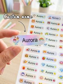 60pcs Customized Name Stickers, Personalized Labels For School Supplies, Lunch Boxes, Books, Pencils, Water Bottles, Toothbrushes, Waterproof And Durable - Multicolor - View 9