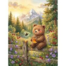 1PC DIY 5D Diamond Painting Kit Cute Bear Pattern - Round Full Drill Art Mosaic Craft, Home Wall Decor, Unframed - No Frame - View 8