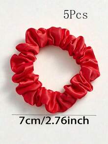 5/10/20/30pcs Women's Small Red Hair Ties, Satin Silk Ponytail Hair Scrunchies, French Elastic Hair Bands, Suitable For Summer, Beach, Wedding, Holiday Gift, Vacation And Other Occasions, Can Be Used As Hair Ties, Hair Accessories, Hair Decorations, Hair Bands, Hair Scrunchies - Multicolor - View 3