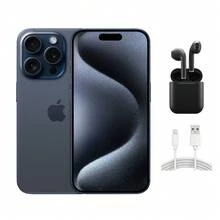 Refurbished Apple IPhone 15 Pro A2848 (Fully Unlocked) 128GB Blue Titanium (Grade B) W/ Wireless Earbuds - 查看 1