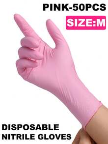100/50/8/4pcs Disposable Black Nitrile Gloves, Suitable For Kitchen, Tattoo Shop, Hair Salon, Pet Grooming Shop, Nail Salon And Home Cleaning. Made Of High-Quality Nitrile Material, Comfortable To Wear, Suitable For Home And Professional Use. (Packaging Box Not Included) - Pink - View 17
