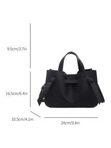 1pc Solid Color PU Portable Magnetic Fashion Women's Handbag With Strap Decoration, Suitable For Autumn/Winter Daily Shopping - Black - View 2