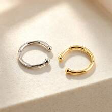 1 Pc Minimalist Sleek S925 Sterling Silver Hypoallergenic Smooth C‑Shape Ear Cuff For Women, Daily Dating Birthday Party Wear With Gift Box - C-shaped Ear Cuff (Single) - View 2