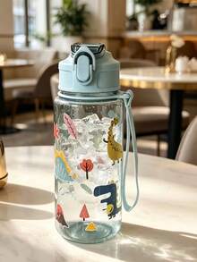 1個 500ml 可愛便攜運動水壺附吸管，卡通恐龍圖案杯，適合露營、戶外、居家、萬聖節、馬克杯、禮物、秋季、聖誕禮物、水杯 - 彩色 - 查看 8