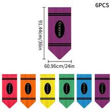 6pcs Colorful Crayon Triangular Flag Banner, Back To School Classroom Window Wall Hanging Curtain, Party Supplies, Wall Decor, Room Decor, Outdoor Decor, Classroom Decor, Vibrant Student Learning Space Home Window Decoration - A - View 7