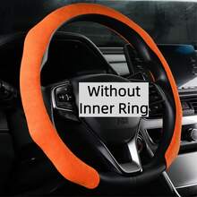 1pc Non-Slip Steering Wheel Cover - Suede/Faux Suede (Material Name, Not Animal Skin) + Supercar Feel + Anti-Freeze + Sweat-Absorbent + Embedded Easy Installation + No Inner Ring; For Car/Pickup/SUV/Van/MPV/D-Shape/O-Shape/Round Steering Wheel - Suede, Non-animal Leather - View 16