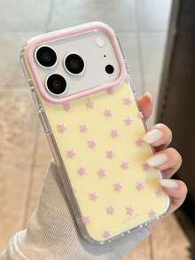 Funda de teléfono de gel con estrellas rosas y lunares amarillos, compatible con iPhone 18 Pro Max 18 Pro 17 Pro Max 17 Pro 17 16 Pro Max 16 Pro 16 15 Pro Max 15 Pro 14 Pro Max 14 Pro 13 12 11, carcasa protectora brillante de color macaron a la moda y linda - Amarillo - Ver 4