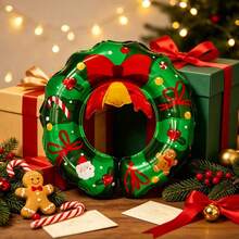 1pc Christmas Bell Wreath Aluminum Foil Balloon, Extra Large Red Bow, Santa Claus Head, Gingerbread Man, Candy Cane, Red Berries, Small Gold Ball Print Pattern, Suitable For Christmas Party Decoration Atmosphere Props - View 2