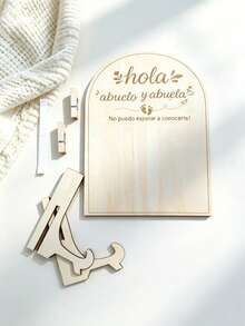 1pc Baby Ultrasound Photo Frame - Grandparents Pregnancy Announcement, Baby Announcement Board, Gift For Grandmother, Grandfather, Grandparents And Grandparents First Reveal Keepsake, Pregnancy Announcement Gift For Dad, Wooden Memorial Board With Commemorative Card And Safety Rope Hook, Memorial Decor, Shower Gift - Wood Color - View 6