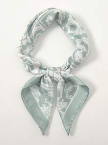 1pc Floral Print Casual Polyester Scarf, Suitable For All Seasons - Mint Green - View 5