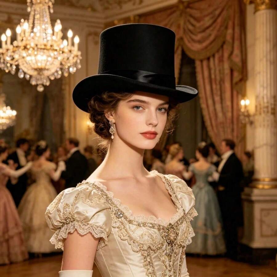 Magician Party Hat Halloween Victorian Style Top Hat, Elegant Formal Tailcoat Butler Hat, Suitable For Balls And Parties - Multicolor - View 1