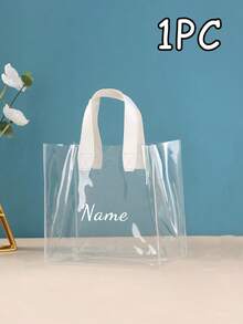 1pc Personalized Thick Transparent PVC Gift Bag (With Handle) - Reusable, Holiday Gift Bag, Plastic Floral Gift Bag, Suitable For Wedding Party, Bridal Shower, Wedding Gifts And Shopping, Suitable For Wedding, Birthday, Engagement - Multicolor - View 13