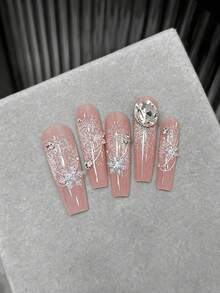 50Pcs 3D Christmas Snowflake Nail Charms, Mixed Size White Silver Glitter Resin Snow Flake Nail Art Decorations For Winter Xmas DIY Manicure Accessories - Multicolor - View 9