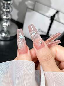 50Pcs 3D Christmas Snowflake Nail Charms, Mixed Size White Silver Glitter Resin Snow Flake Nail Art Decorations For Winter Xmas DIY Manicure Accessories - Multicolor - View 4