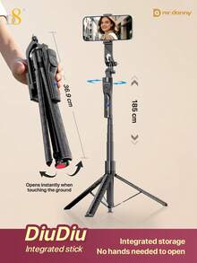 D8 1-Second Pop-Up Selfie Stick Tripod, 360° Rotating Phone Tripod Stand With Detachable Remote Control, Reinforced Bone Structure For Stable Support, Freely Expandable On Ground, Portable Pocket-Sized Selfie Monopod, Suitable For Travel Vlog Outdoor Live Streaming, Compatible With IPhone And Android Smartphones, Anti-Shake Phone Photography Stand, Suitable For Selfies, Group Photos, Video Recording - one-size - View 12