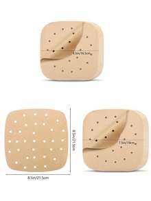 50 Pcs Unbleached Square Perforated Parchment Paper , Square Perforated Parchment,Disposable Air Fryer Paper Liners, Suitable For Air Fryer, Oven, Steamer, Microwave, Baking Tools, Kitchen Small Tools, Home Kitchen Supplies ,Air Fryer Liners ,Squar - View 8