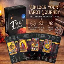 Beginner-Friendly Keyword Tarot Cards, Depicting Symbolic Figures, Showcasing People's Experiences, Hopes And Fears On Their Spiritual Journey. (Includes PDF Guide) - Black - View 12
