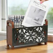 Moderner Blumen-Zeitschriftenständer Mit Zeitungshalter & Bücherregal-Aufbewahrungskorb, 33x24x13cm Für Das Büro & Zu Hause – Ideal Für Die Lektüre Neben Dem Wohnzimmersofa, Das Sortieren Von Zeitschriften Im Arbeitszimmer & Die Dekorative Organisation in Ferienwohnungen Oder Luxuriösen Häusern. - A - Übersicht 3