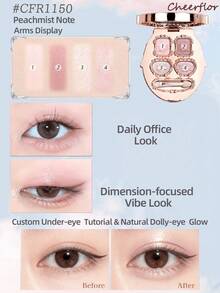CHEERFLOR Palet Eyeshadow 4 Warna Seri Sweet Closing Notes 4g, Dua Warna, Kombinasi 4 Warna Multifungsi 2-in-1, Hasil Akhir Matte, Glitter, dan Satin, Riasan Mata Tahan Lama, Anti Luntur dan Tidak Berjatuhan - CFR1150 - View 6
