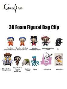 1 Buah Figur 3D Gantungan Kunci LAIKA Coraline Berlisensi, Tas Misteri Acak, Dekorasi Meja, Hadiah untuk Penggemar, Tas Ransel, dan Lainnya - Biru - View 6