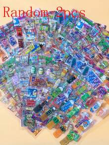 2/20pcs Random PET Cutting Snack Food Stickers Japanese Retro Showa Style Cute Cartoon Shiny Film Sticker Scrapbook Journal DIY Material Decal - Multicolor - View 7