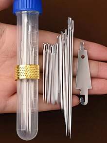 1pc Large Eye Needle Threader Set, Traditional Steel Sewing Needles, Suitable For Home Use, Sewing Projects And Handicrafts, Easy To Use, Suitable For Elderly People, Applicable For Hand Sewing, Embroidery And Cross Stitch - Multicolor - View 4