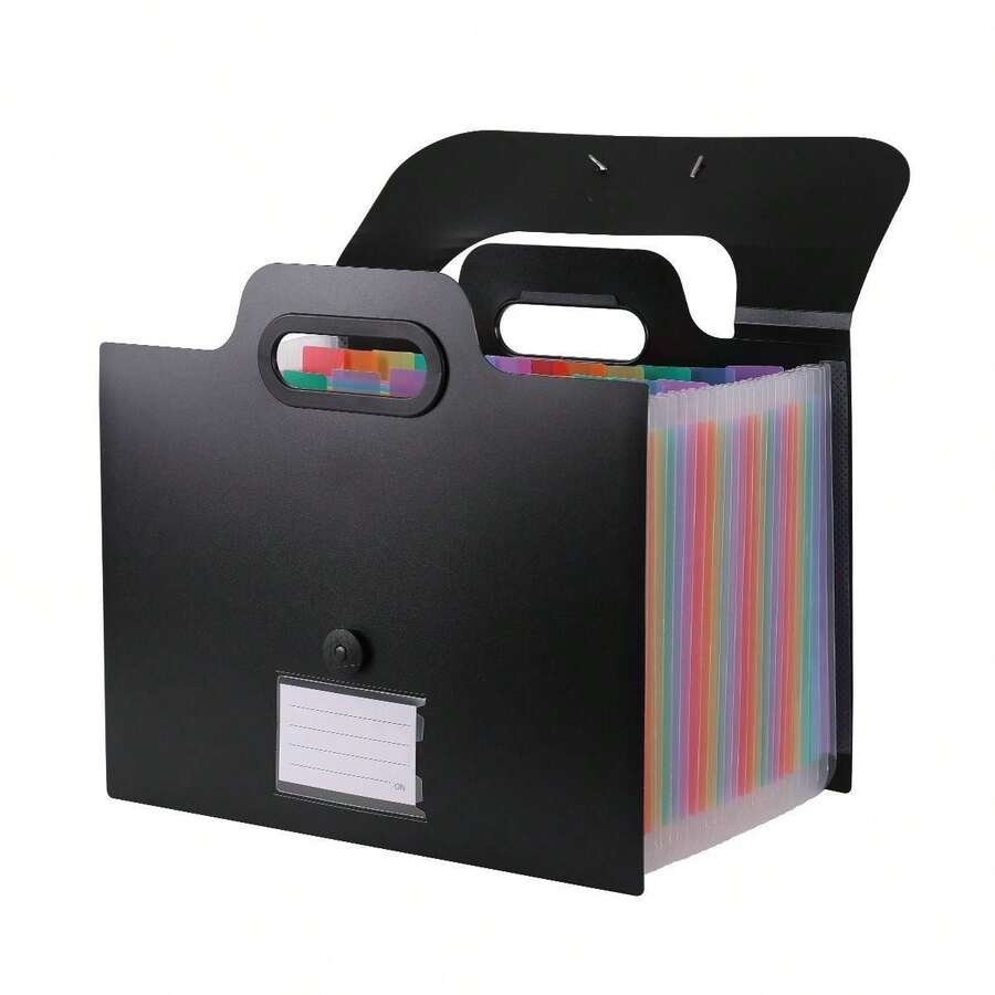 A4 Portable 3-Side Sealed Accordion File Folder, Standing 25-Pocket Storage Organizer, Student 13-Pocket Colorful Exam Paper Holder - Multicolor - View 1