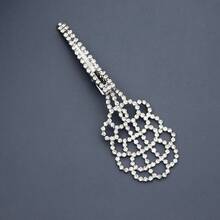 1pc Elegant Rhinestone Hollow Geometric Hair Clip Sparkly Hairpin For Women Party Hair Accessories - Silver - View 3