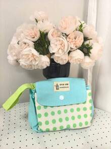 Japanese & Korean Style Niche Double-Layer Cute Color-Block Polka Dot Card Holder Coin Purse Small Pouch Fresh Portable Storage Bag High Aesthetic - Green - View 2